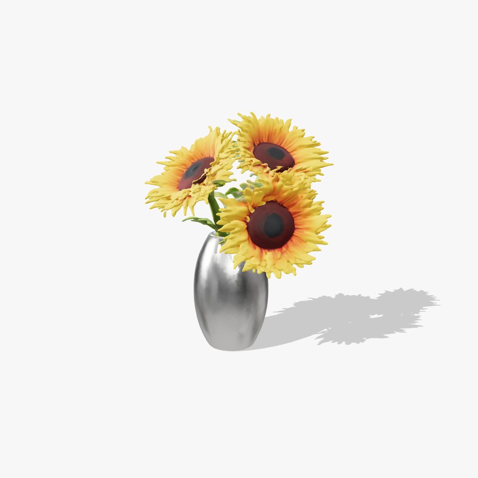 Sunflower Vase Model Pack with PBR Textures